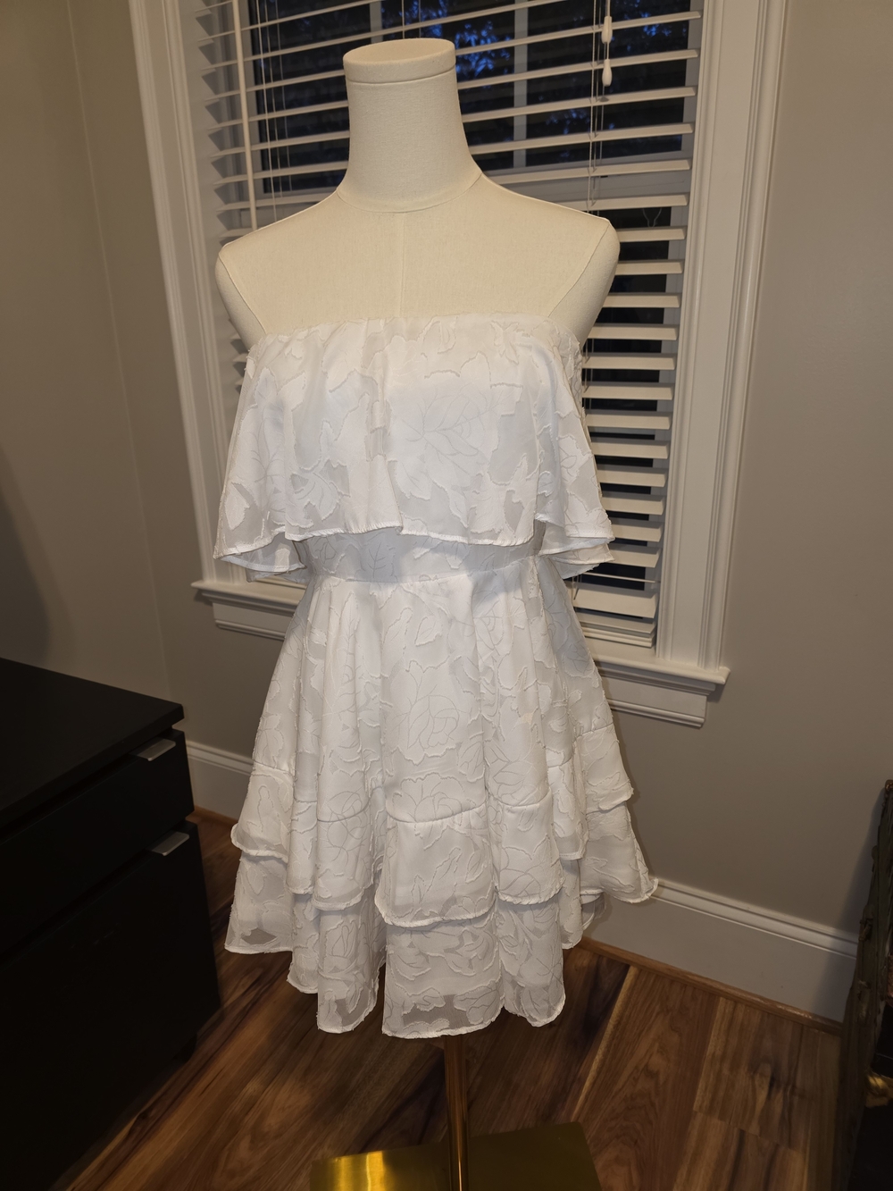 Lulu's White Strapless Mini Ruffle Dress